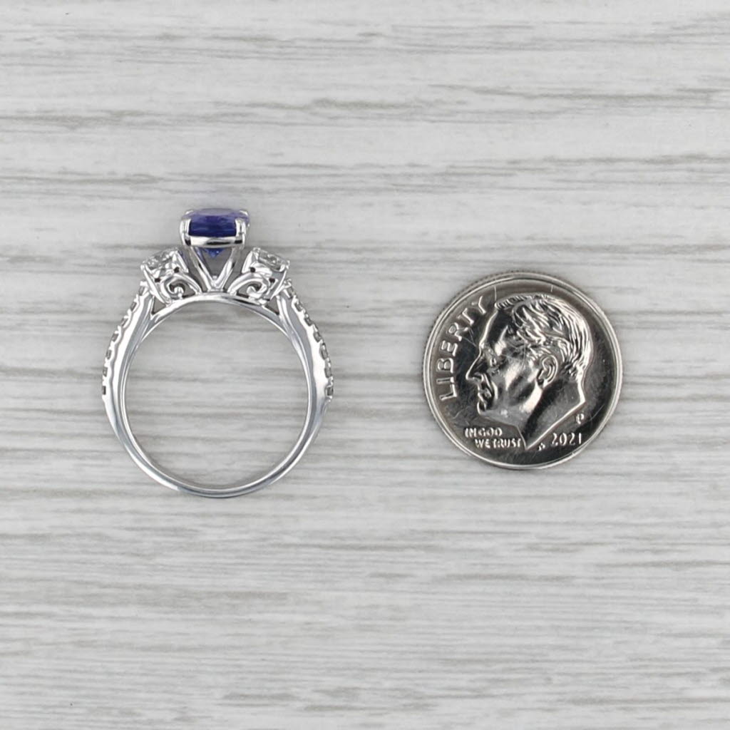 1.96ctw Cushion Tanzanite Diamond Ring 14k White Gold Size 5.5 Engagement