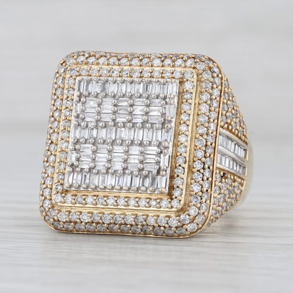 3.97ctw Diamond Cluster Halo Ring 10k Yellow Gold Size 9.75