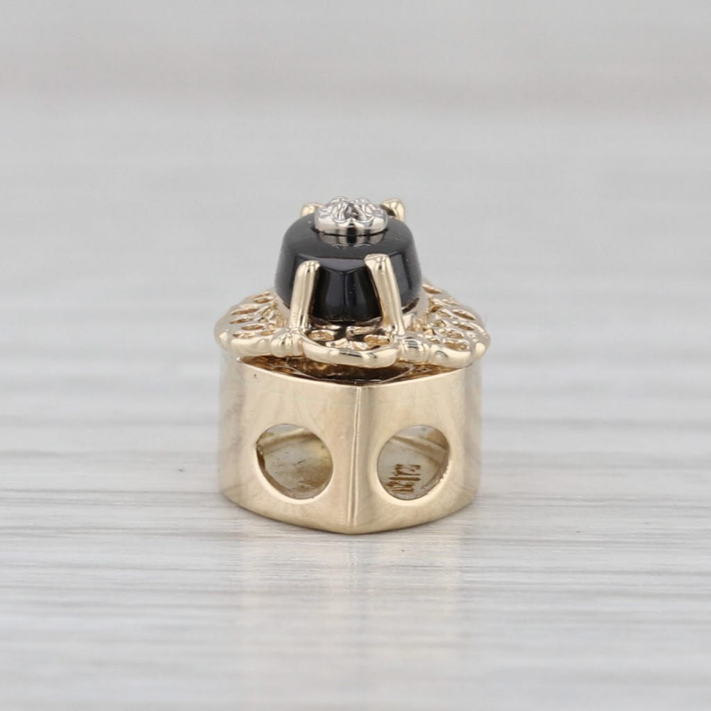 Onyx Diamond Slide Bracelet Charm 14k Yellow Gold Vintage