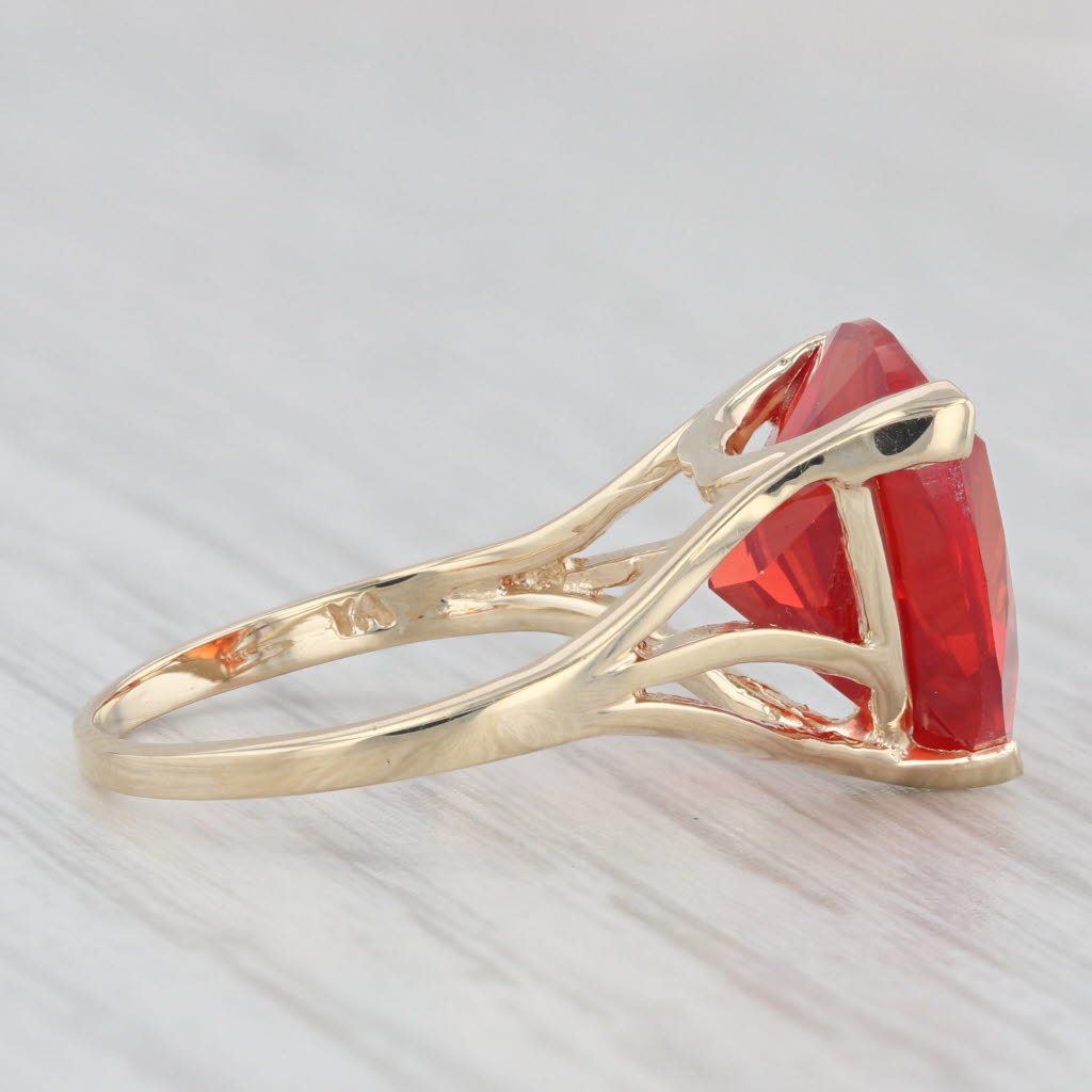 Light Gray 7.75ct Lab Created Red Sapphire Trillion Solitaire Ring 10k Yellow Gold Size 6