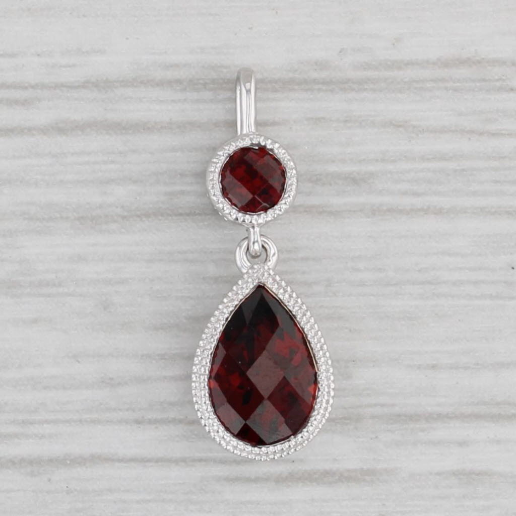 Gray New 1.13ctw Garnet Teardrop Pendant 14k White Gold