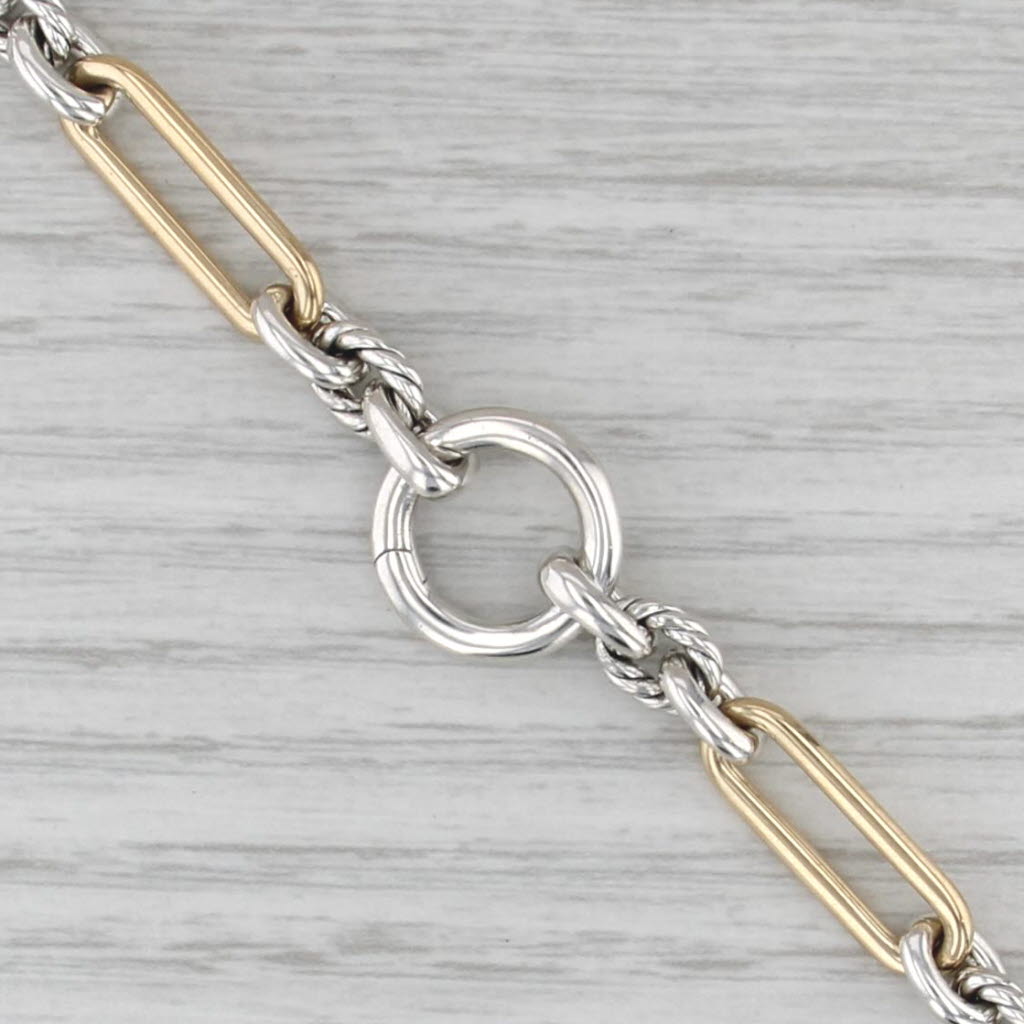 David Yurman Oval & Circle Link Necklace Sterling Silver 18k Gold Overlay 21"