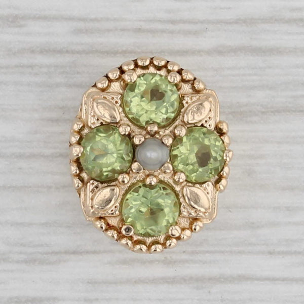 Richard Glatter 0.96ctw Peridot Pearl Slide Bracelet Charm 14k Gold Vintage