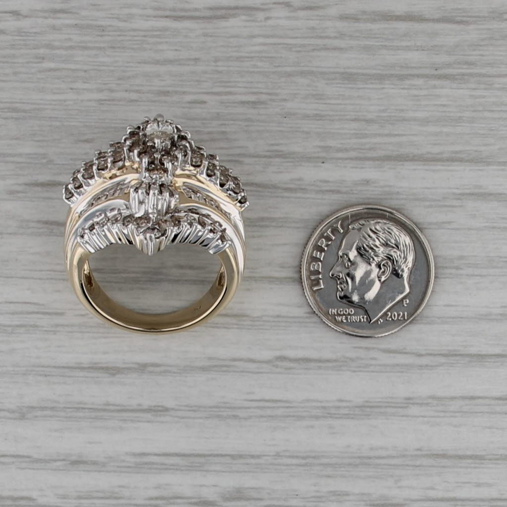2.68ctw Diamond Cocktail Cluster Ring 14k Yellwo White Gold Size 7.25