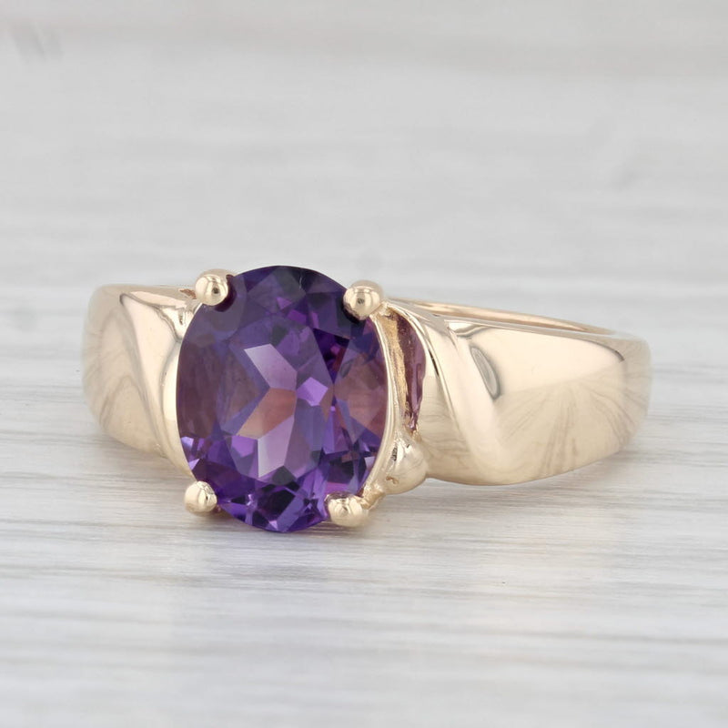 2.50ct Oval Solitaire Amethyst Ring 14k Yellow Gold Size 8