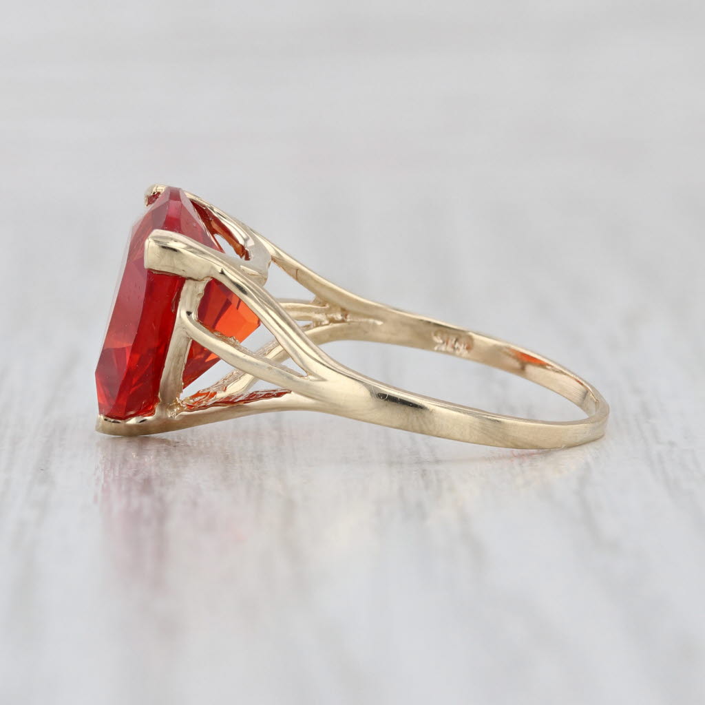 8.40ct Red Orange Lab Created Sapphire Ring 10k Yellow Gold Size 7 Solitaire