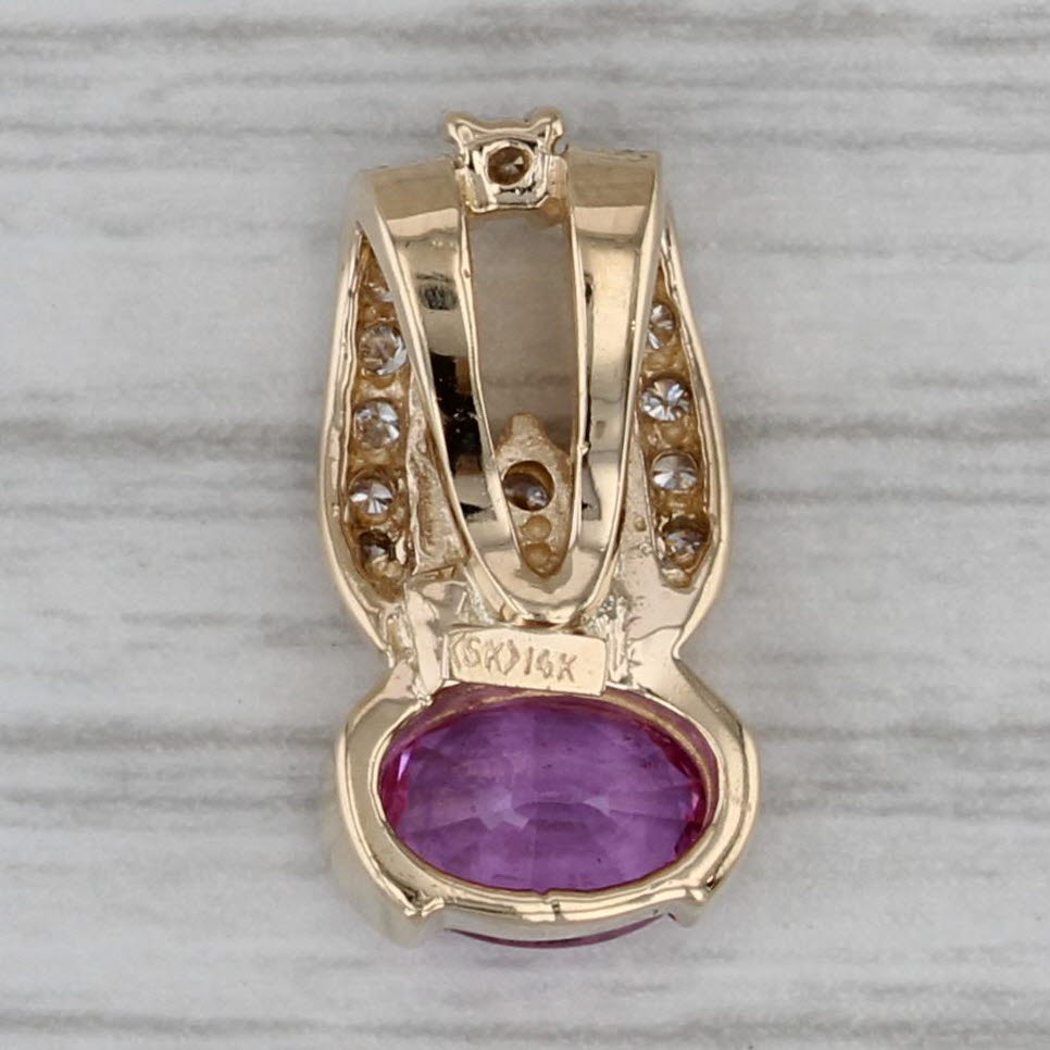 Dark Gray 1.28ctw Pink Sapphire Diamond Pendant 14k Yellow Gold