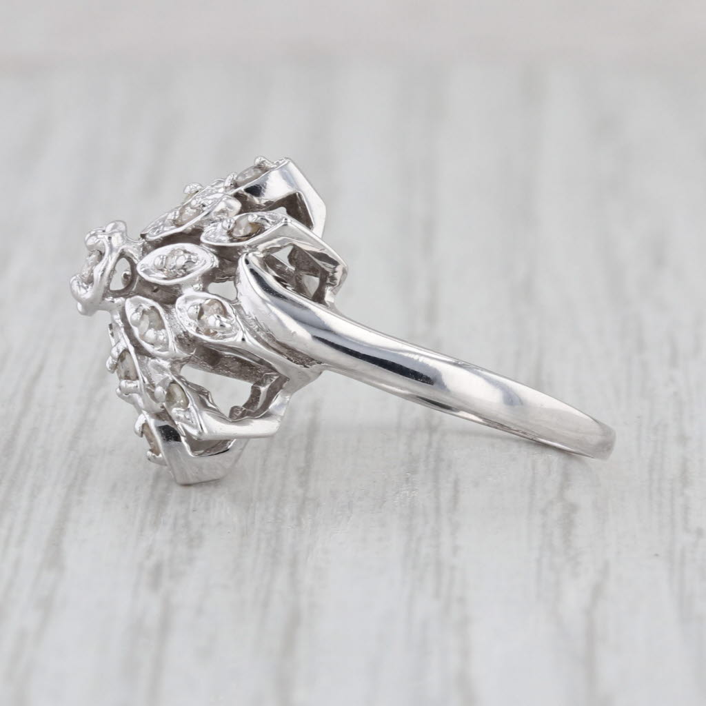 Vintage 0.29ctw Diamond Flower Cluster Ring 14k White Gold Size 6.5
