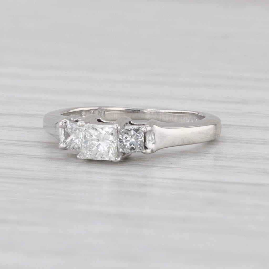 0.49ctw Princess Diamond 3-Stone Engagement Ring 14k White Gold Size 3.75
