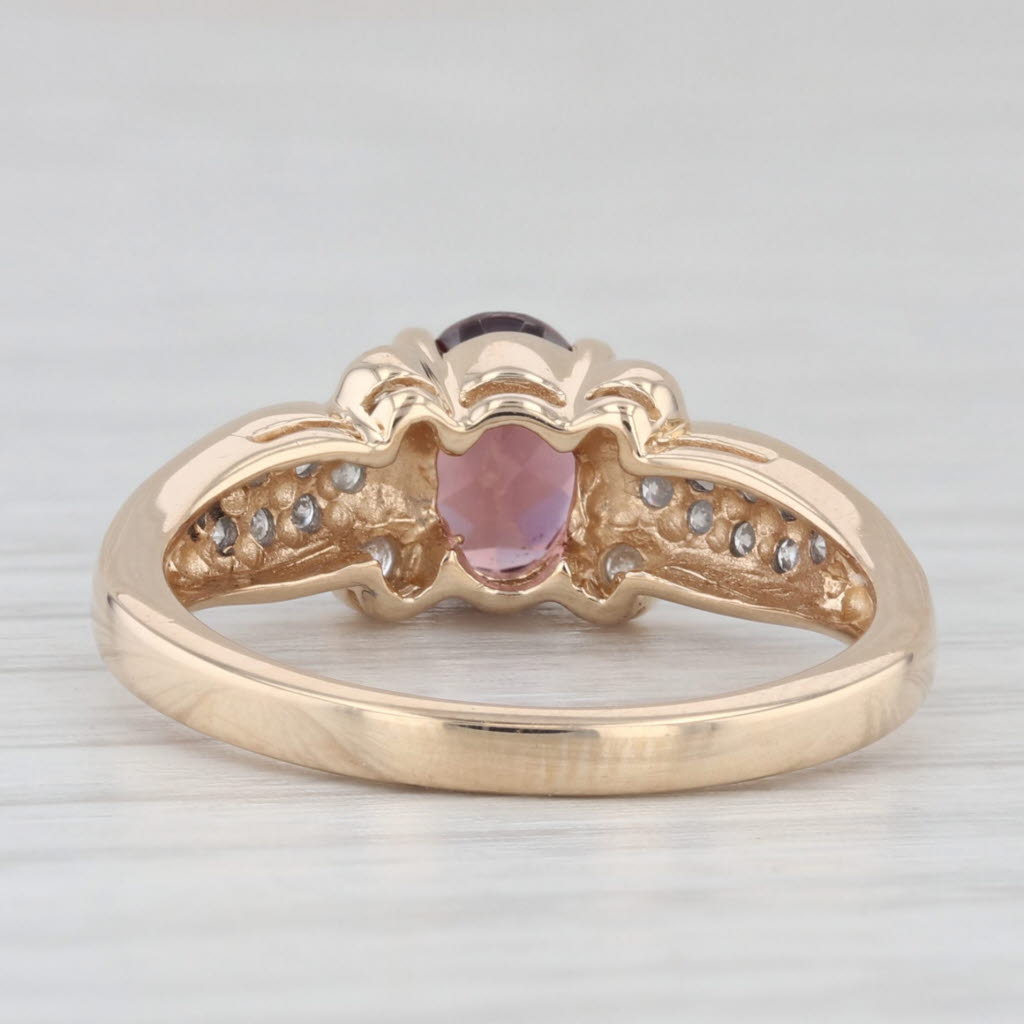 Light Gray 1.40ctw Maroon Zircon Diamond Ring 14k Rose Gold Size 6 Engagement