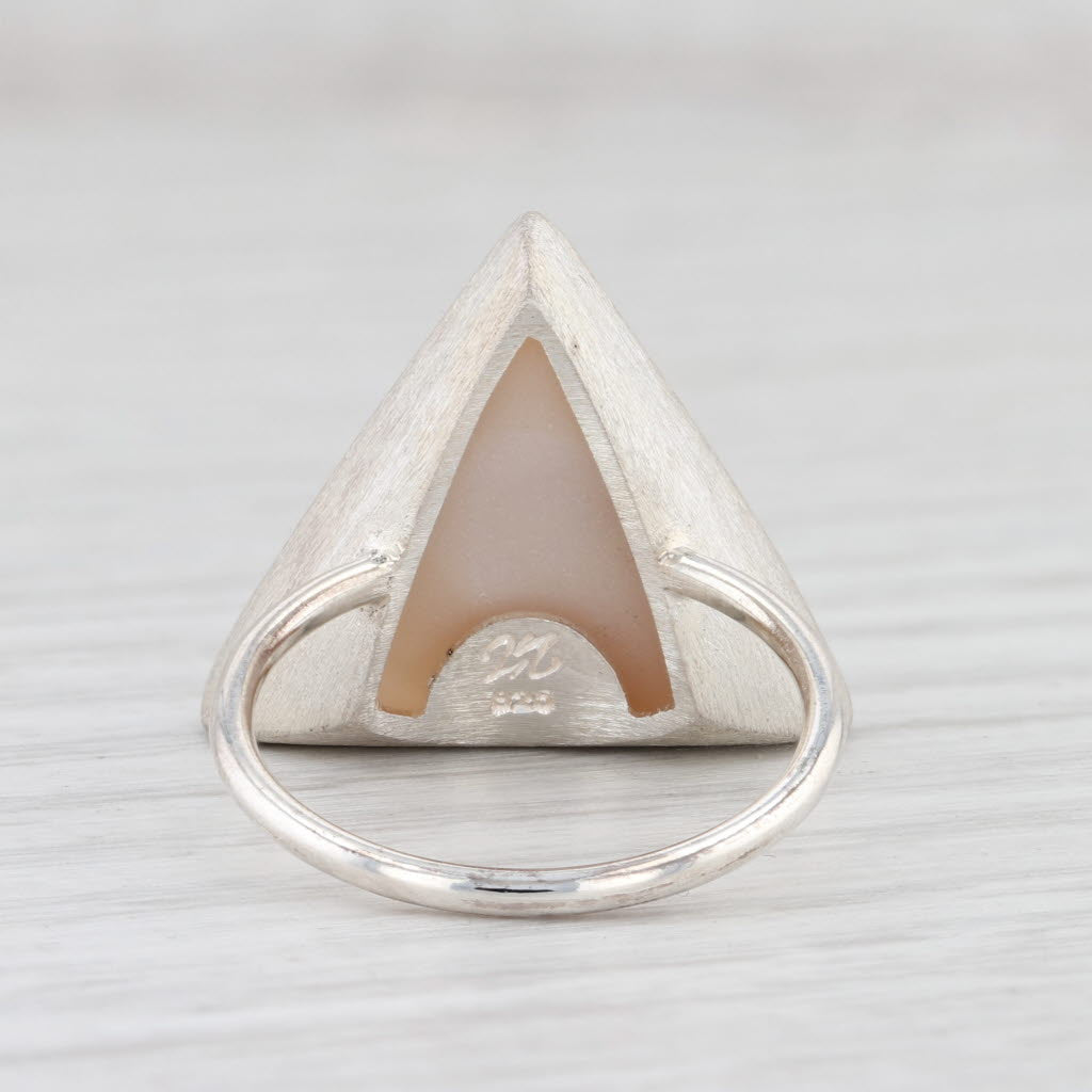 New Nina Wynn Trio Sand Druzy Quartz Ring Sterling Silver Size 7.25 Statement