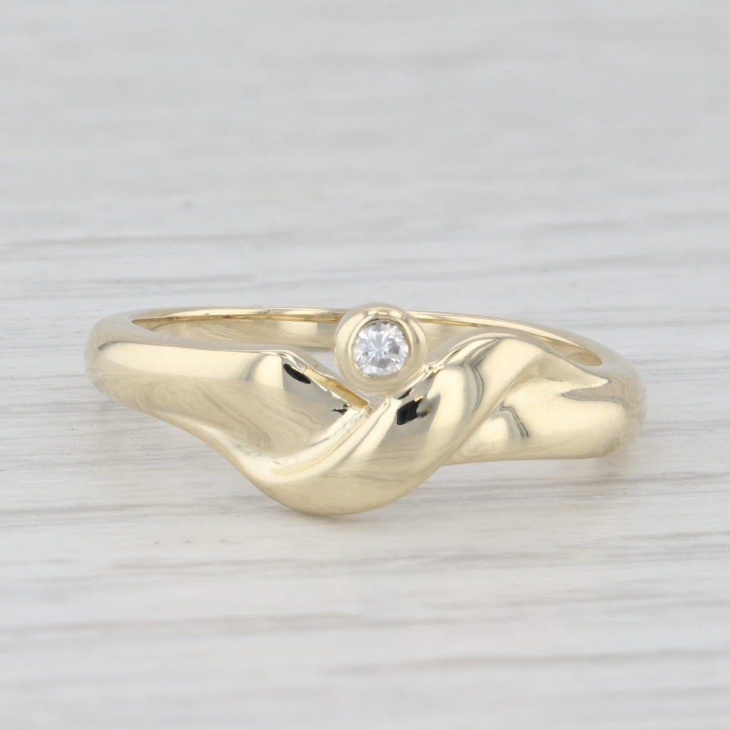 Light Gray Diamond Solitaire Knot Ring 14k Yellow Gold Size 7.5