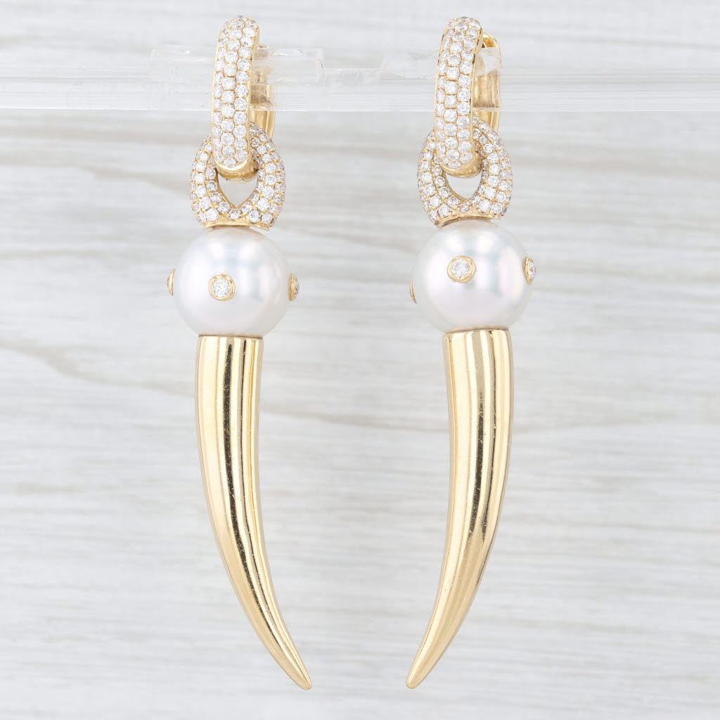 Light Gray New 2.26ctw Diamond Claw Convertible Earrings 18k Gold Giselle 5 Rosa Va Parys