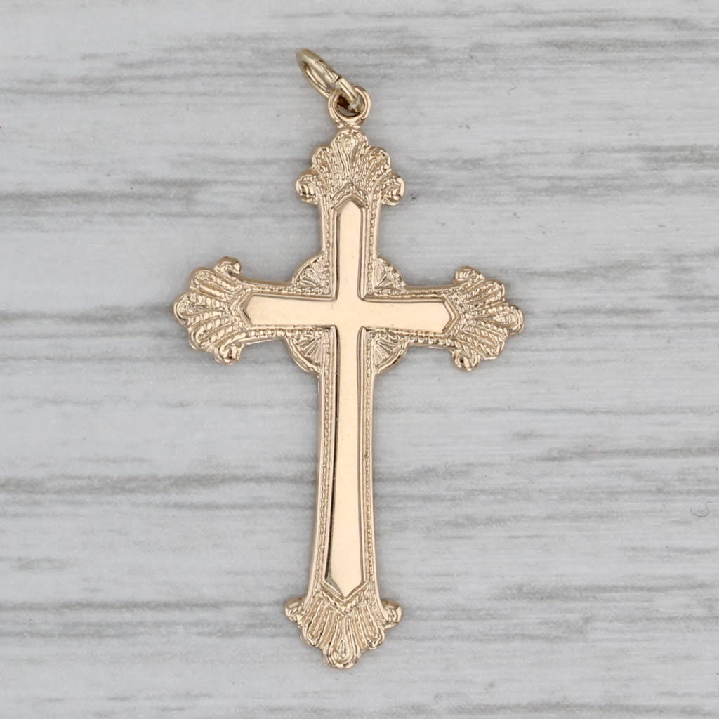 Gray Celtic Cross Pendant 14k Yellow Gold