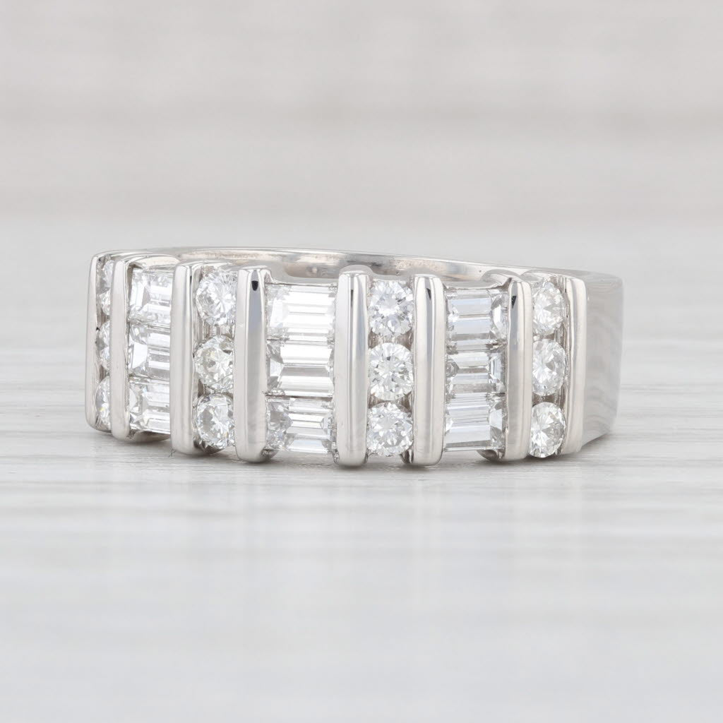 1.50ctw Round Baguette Diamond Band Platinum Size 6.75 Ring