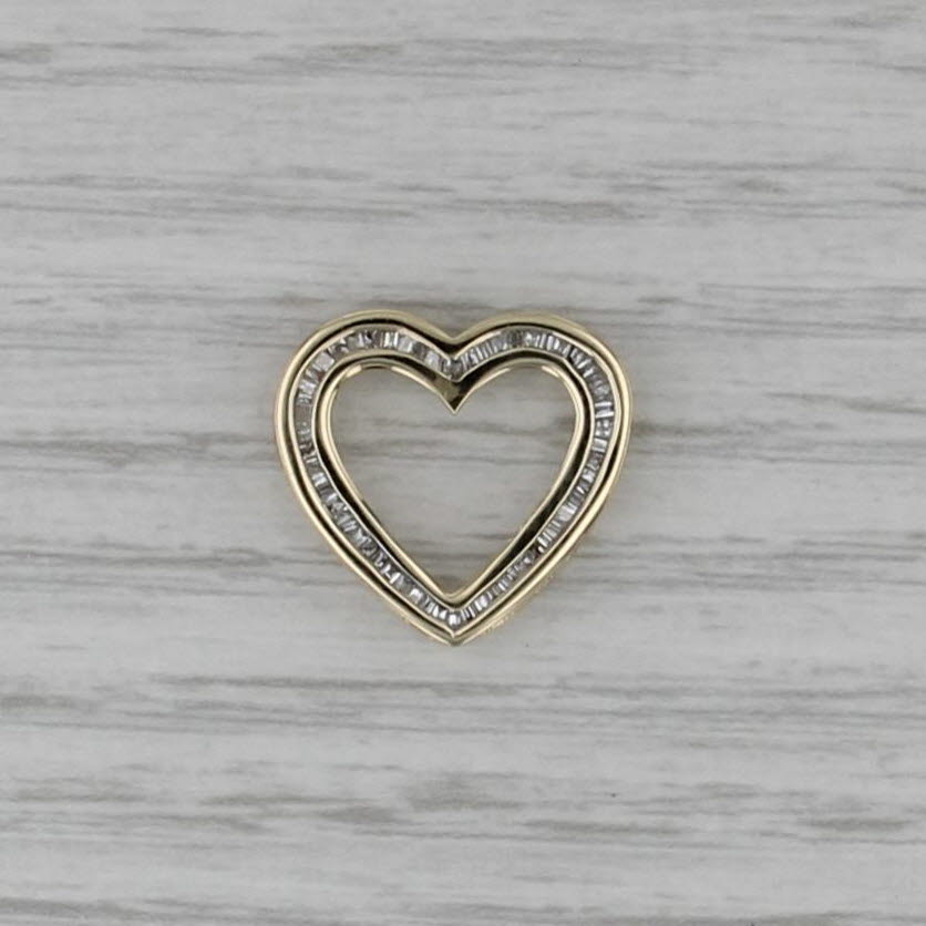 0.25ctw Diamond Open Heart Pendant 10k Yellow Gold Floating Drop