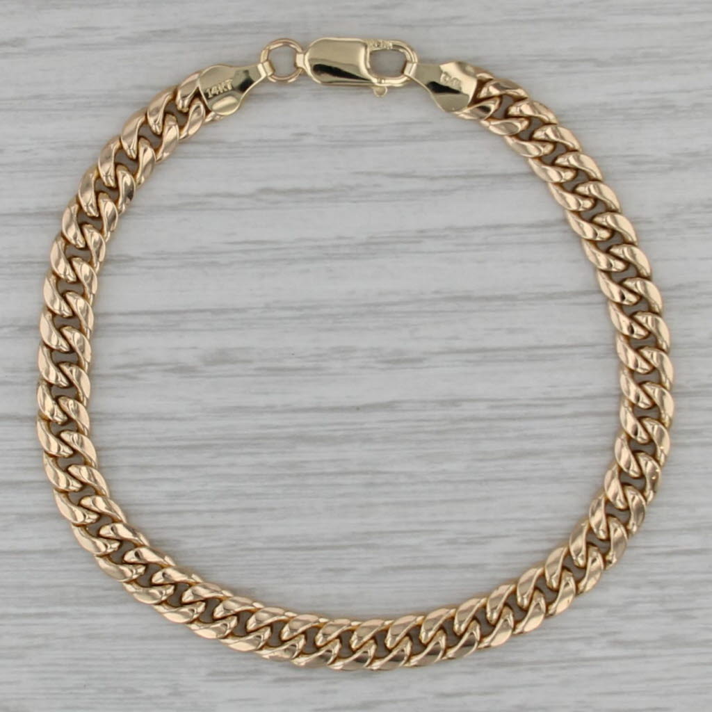 7.75" 6.1mm Curb Chain Bracelet 14k Yellow Gold