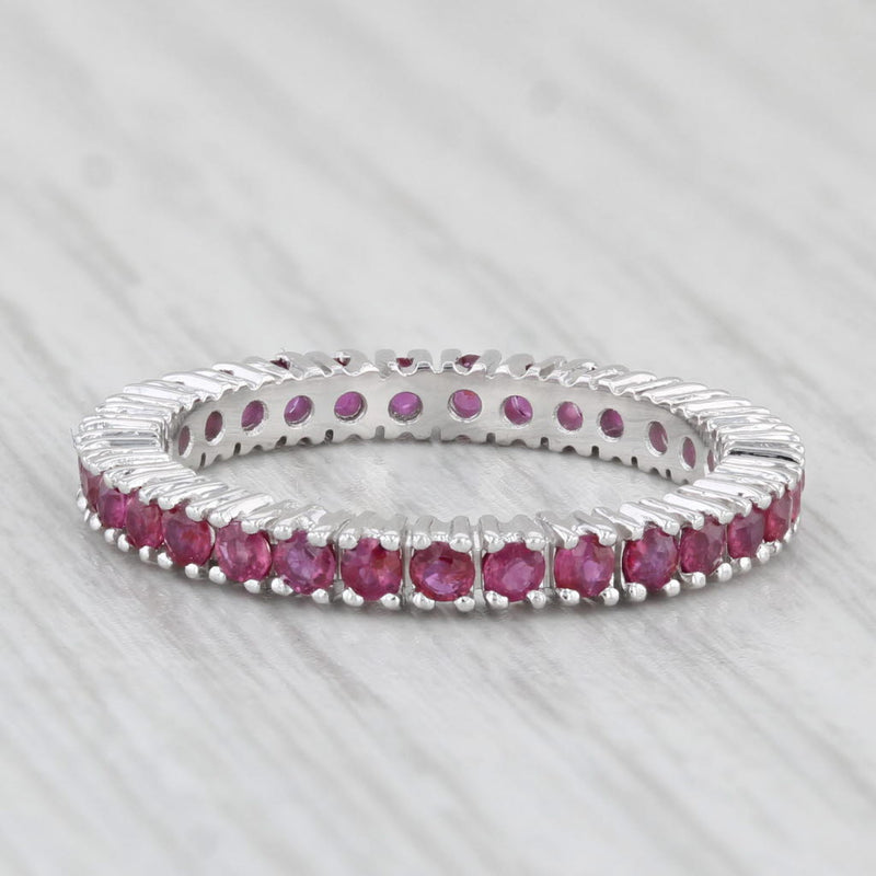 0.94ctw Ruby Eternity Band Stackable Wedding 14k White Gold Size 6.5