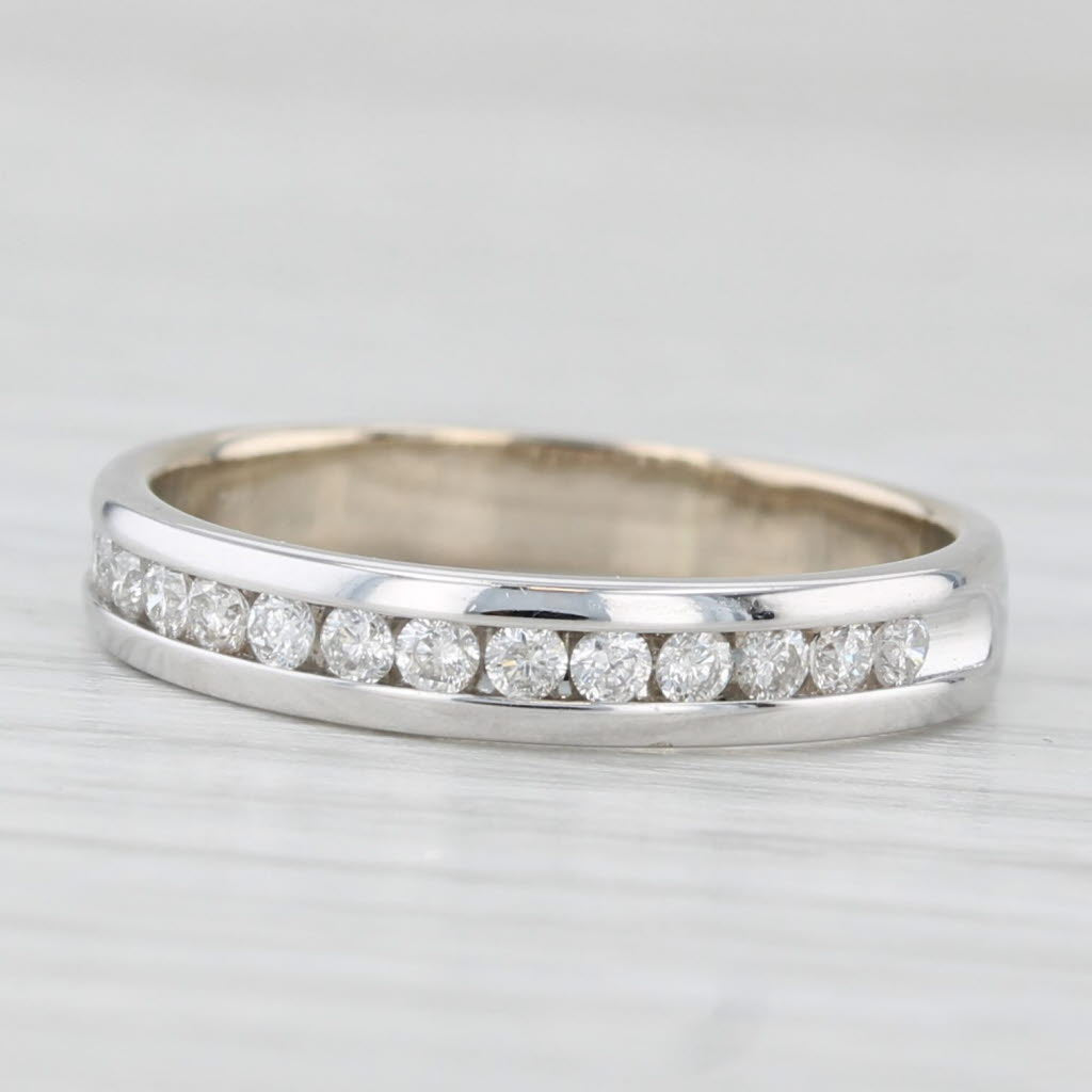 Light Gray 0.22ctw Diamond Wedding Ring 14k White Gold Size 5.25 Stackable Band