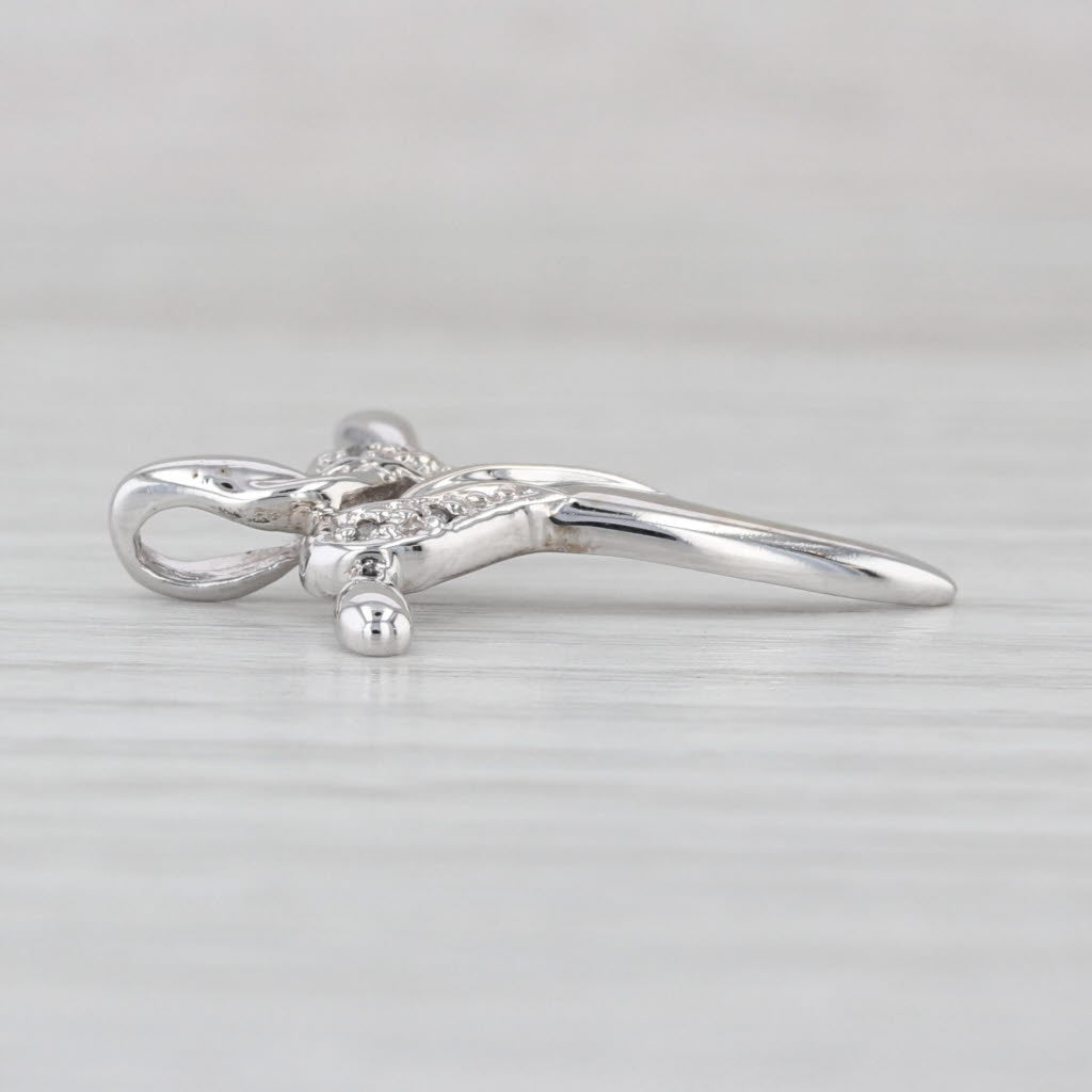 Diamond Accented Heart Cross Pendant 10k White Gold Small Drop