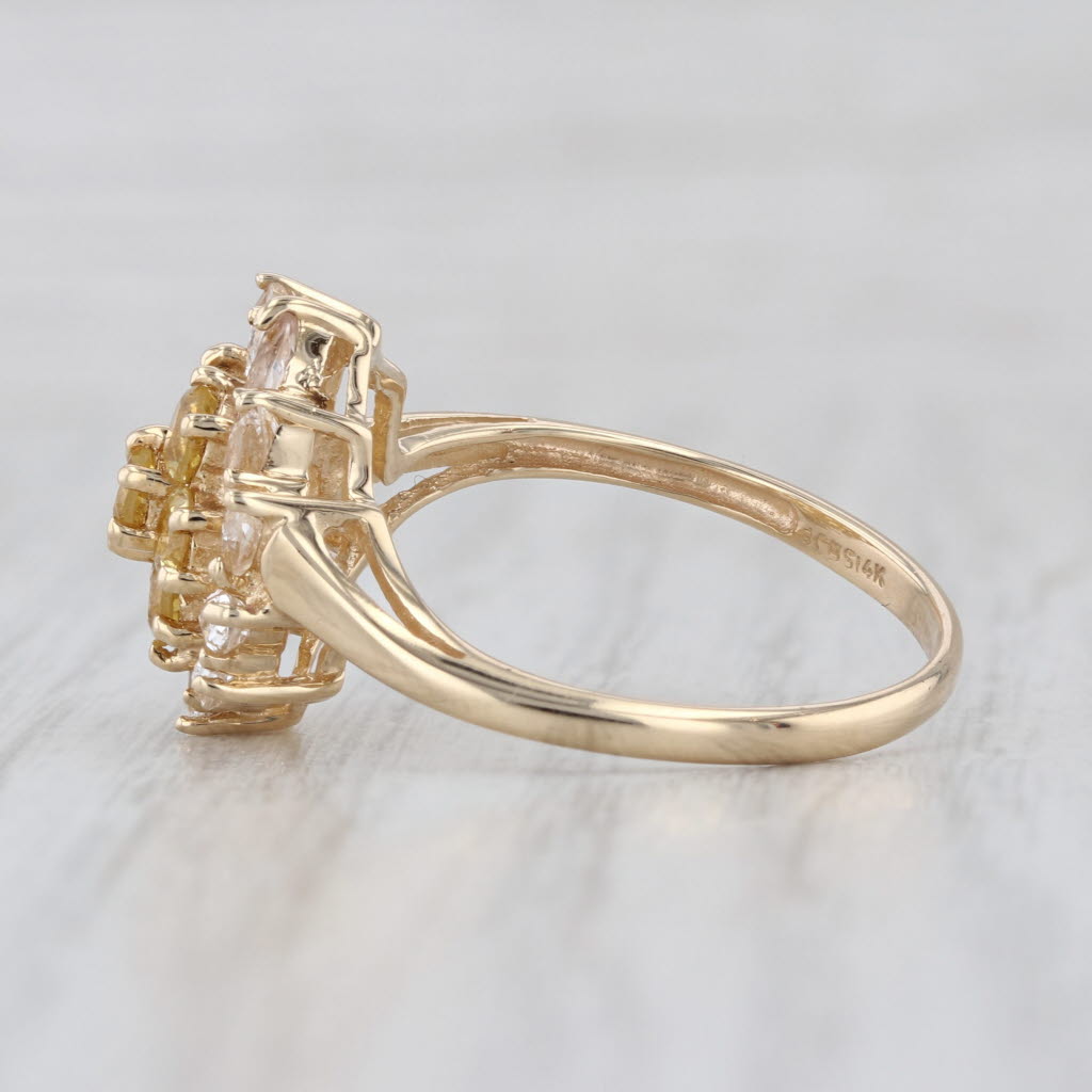 2.18ctw Citrine White Sapphire Flower Cluster Ring 14k Yellow Gold Size 9