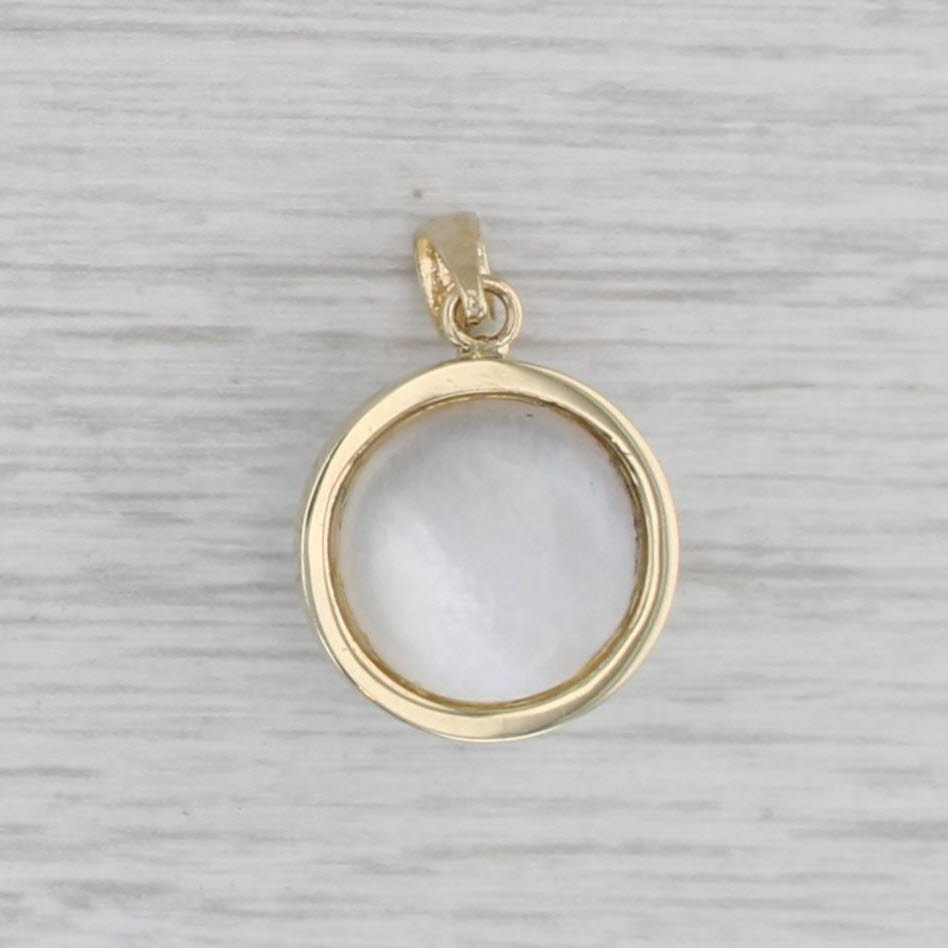 Gray Half Round Mabe Pearl Solitaire Pendant 14k Yellow Gold