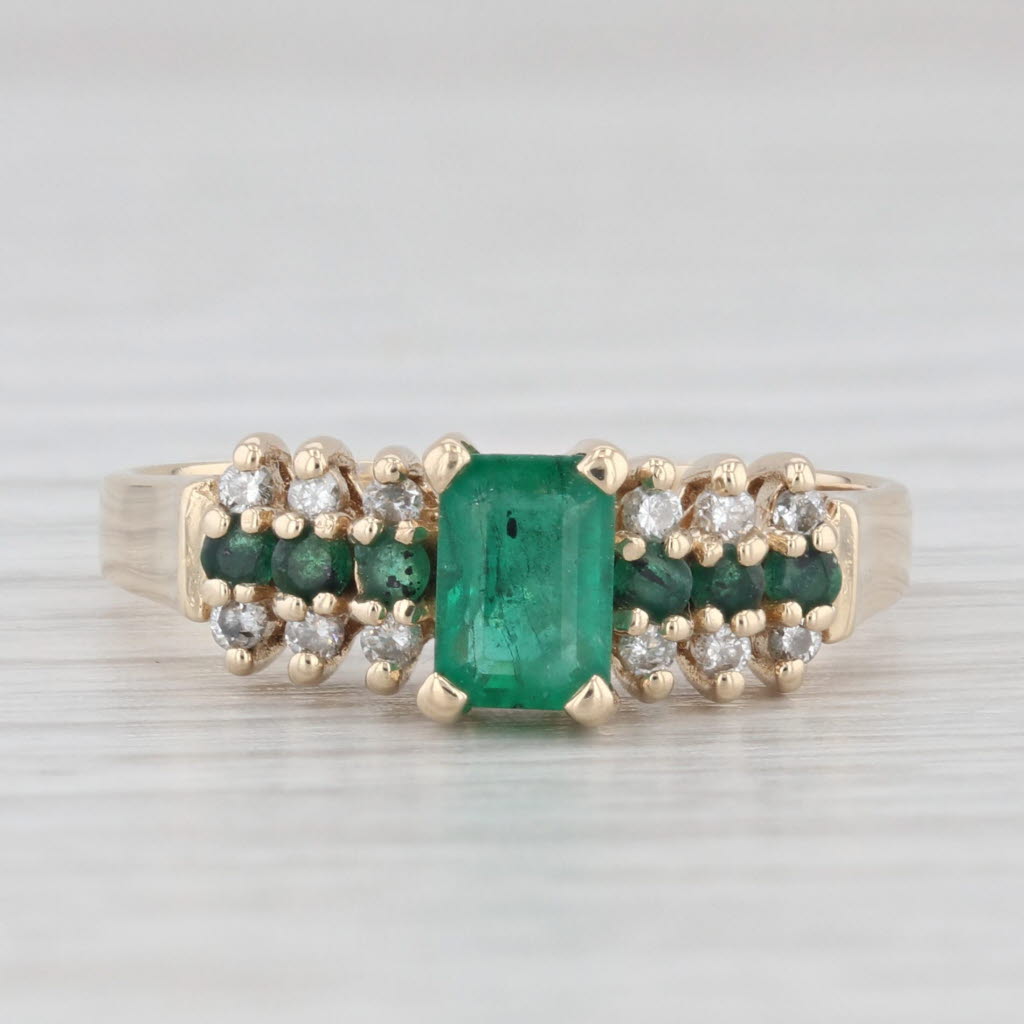 Light Gray 0.66ctw Oval Emerald Diamond Ring 14k Yellow Gold Size 7