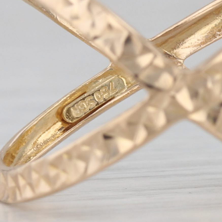 Gray Etched Pattern Orbit Ring 18k Yellow Gold Size 6.5 Statement