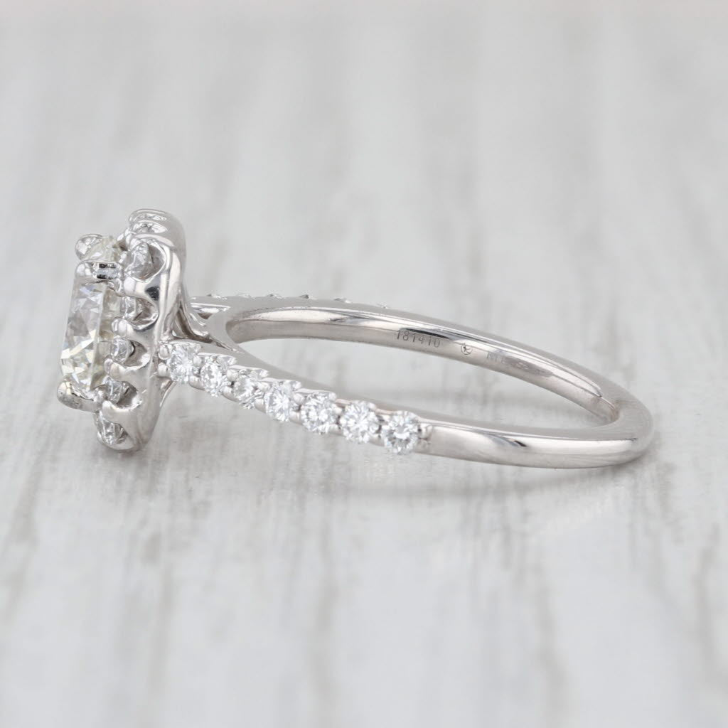 Ritani Cert GIA 1.69ctw Diamond Halo Engagement Ring 14k White Gold Size 5