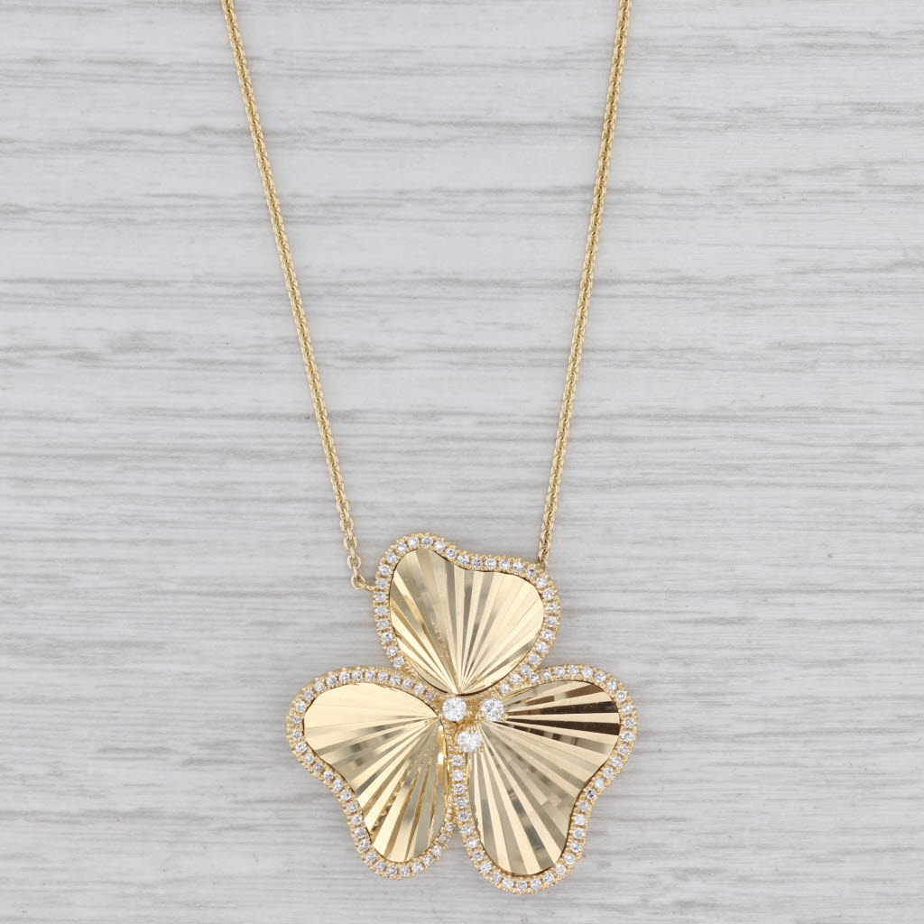 Patricia Robalino Il Petalo Dore 0.75ctw Diamond Flower Necklace 18k Gold 16-18"