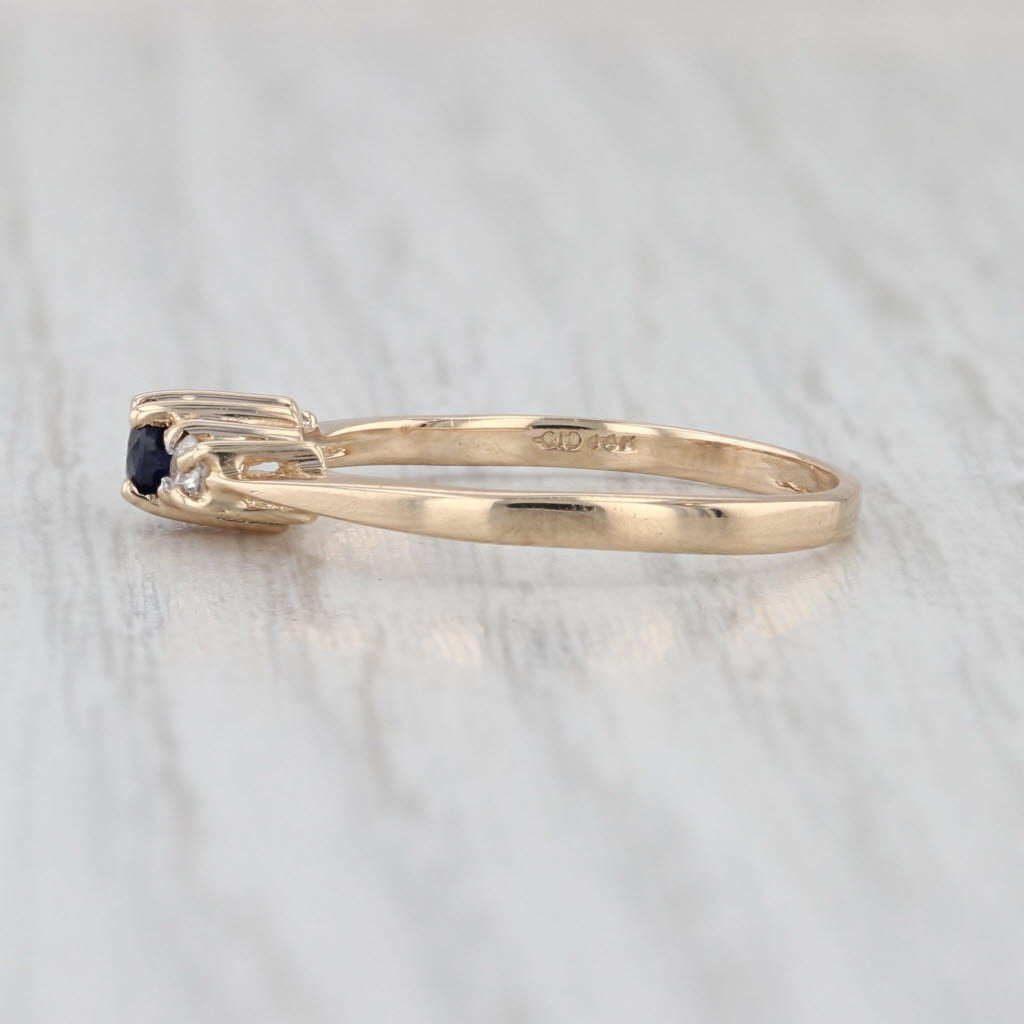 0.11ctw Blue Sapphire Diamond Ring 14k Yellow Gold Size 5.75