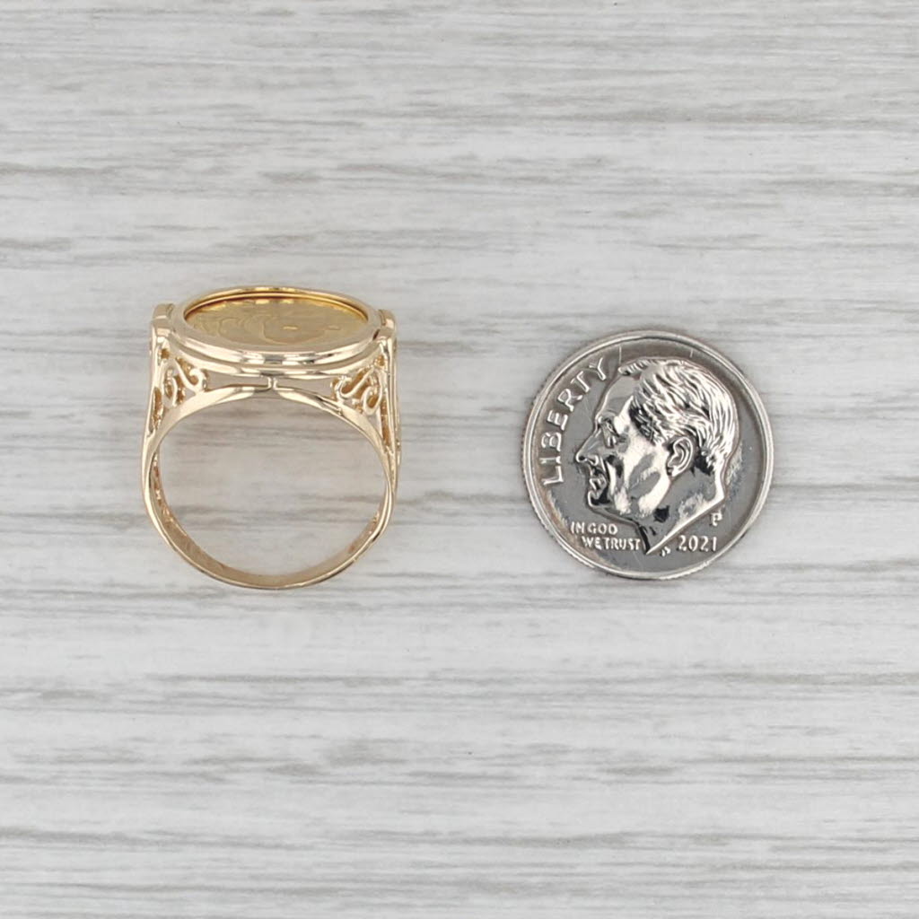 1983 5 Yuan Chinese Panda Coin Ring 14k 24k Yellow Gold Size 5.5