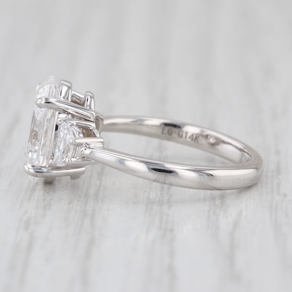 New IGI 3.41ctw Oval Lab Grown Diamond Engagement Ring 14k White Gold Size 6.5