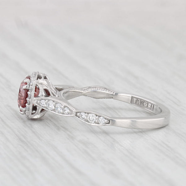 New Tacori 1.26ctw Pink Diamond Halo Engagement Ring 18k White Gold Size 6.5 GIA