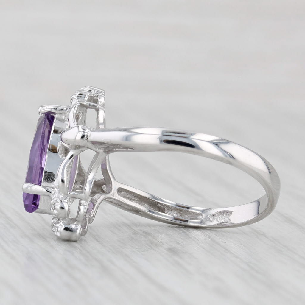 Light Gray 0.63ctw Marquise Amethyst Diamond Ring 10k White Gold Size 7