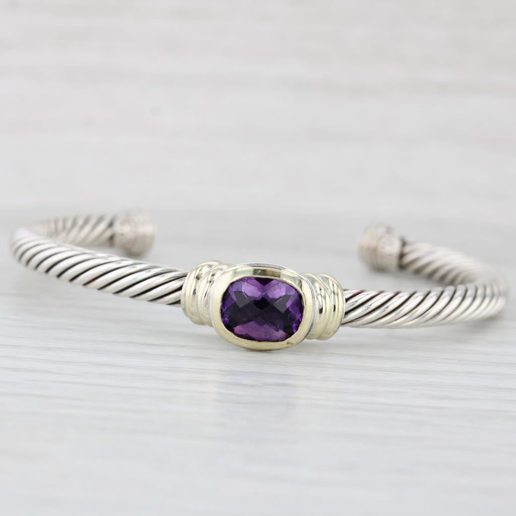 Light Gray David Yurman Amethyst Cable Noblesse Bracelet Sterling Silver 14k Gold