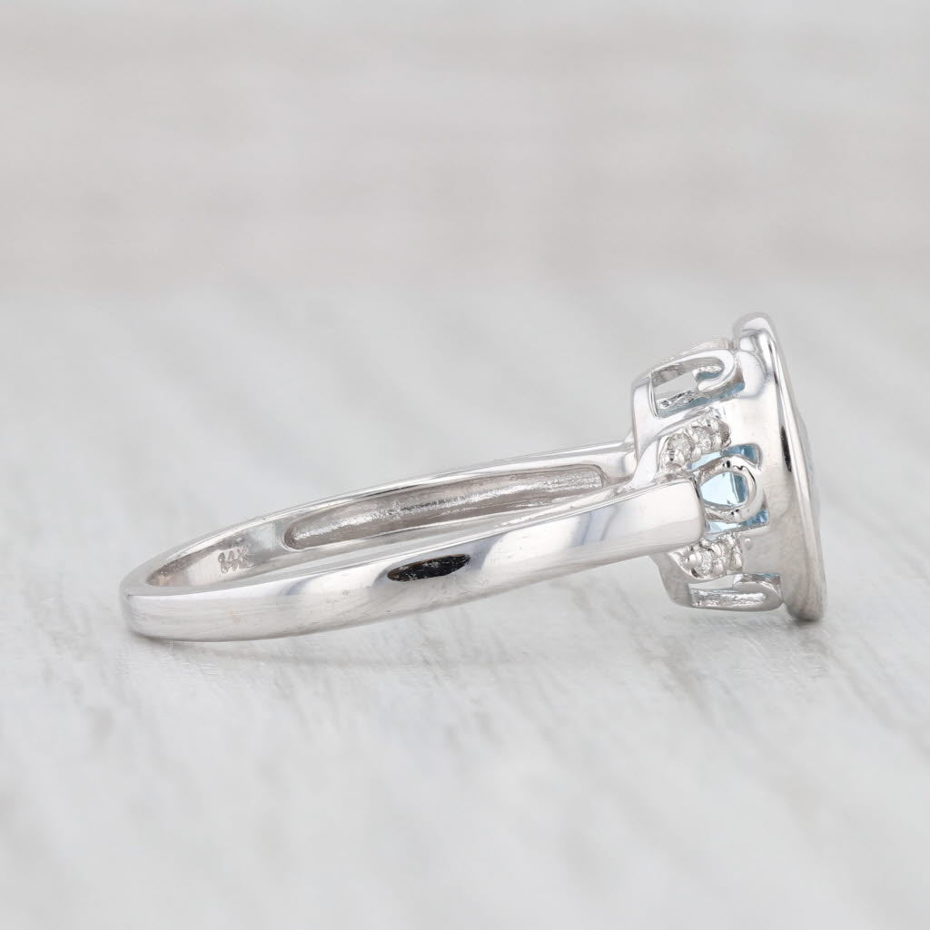 Light Gray 1.92ctw Oval Aquamarine Diamond Ring 14k White Gold Size 6.75