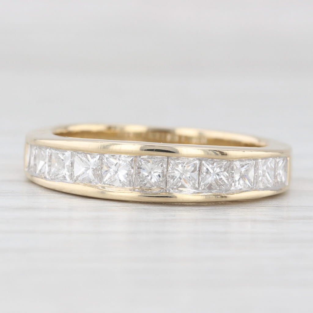 Light Gray 0.90ctw Diamond Wedding Band 14k Yellow Gold Size 7 Stackable Anniversary Ring