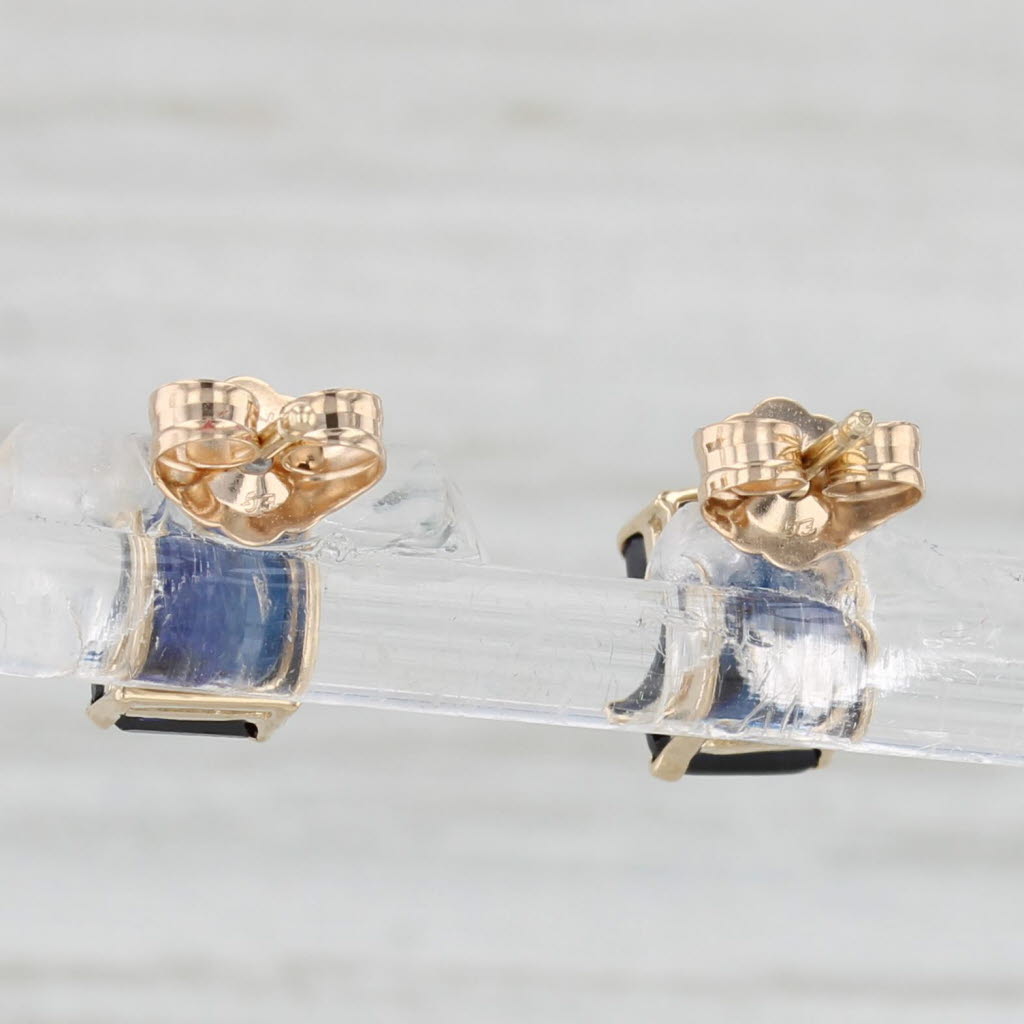 Light Gray 2.20ctw Lab Created Sapphire Stud Earrings 14k Gold Emerald Cut Solitaires