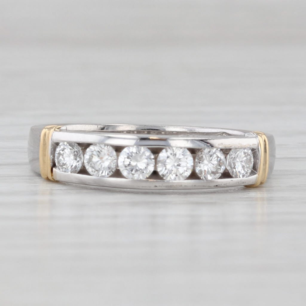 Light Gray 0.50ctw Diamond Wedding Band 14k White Yellow Gold Stackable Ring Size 6.25