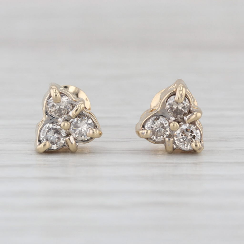 0.40ctw Diamond 3-Stone Stud Earrings 14k Yellow Gold