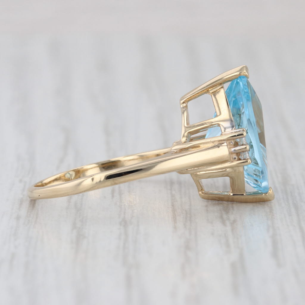 9.62ctw Pear Blue Topaz Diamond 14k Yellwo Gold Size 9.5 Cocktail