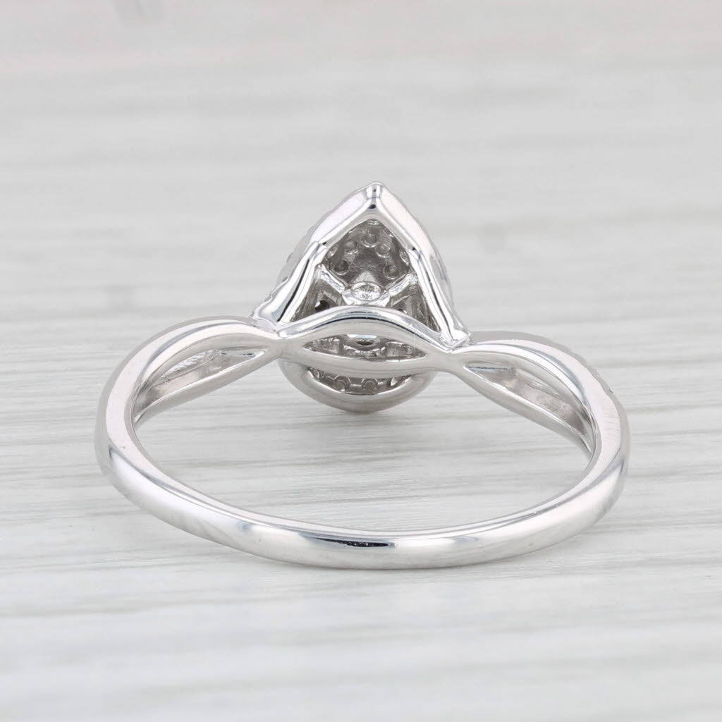 Light Gray 0.44ctw Pear Halo Diamond Engagement Ring 14k White Gold Size 8