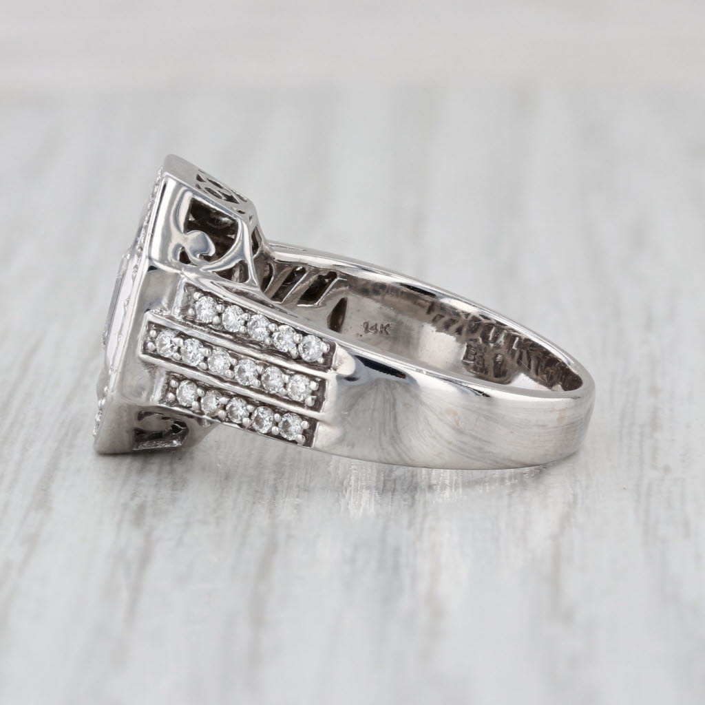 1.50ctw Emerald Cut Diamond Halo Engagement Ring 14k White Gold Size 7.75