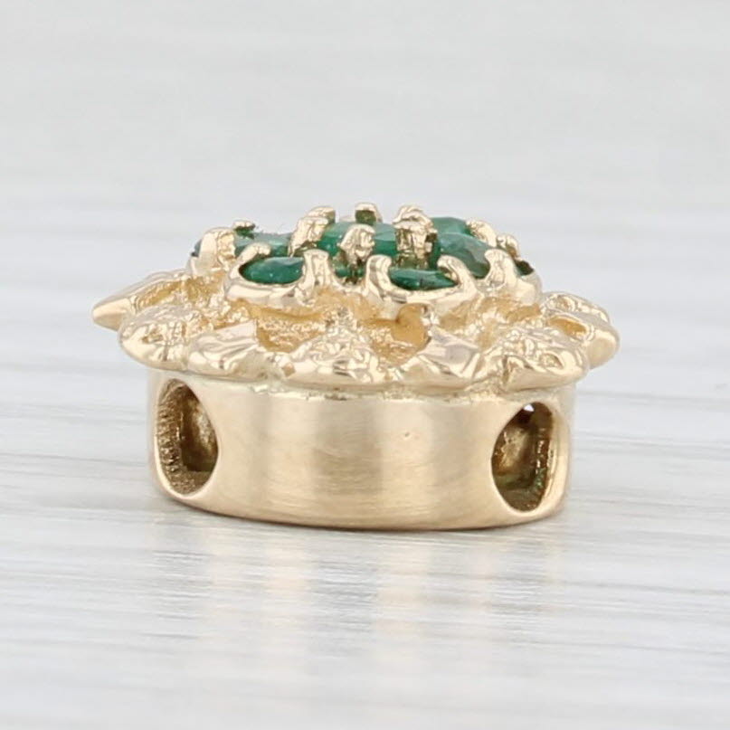 Light Gray Vintage Richard Klein 0.40ctw Emerald Flower Slide Bracelet Charm 14k Gold