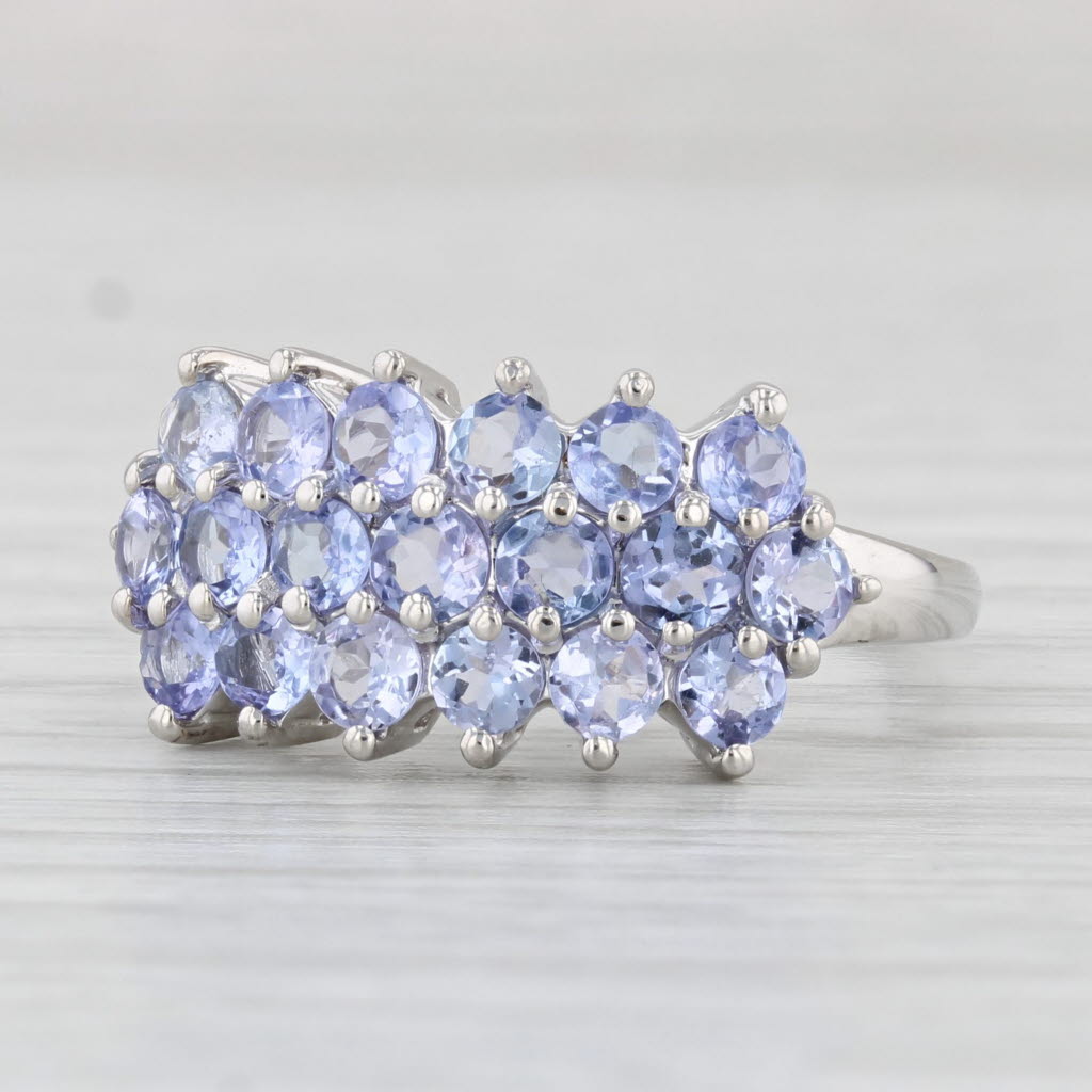 Light Gray 2.04ctw Tanzanite Cluster Ring 10k White Gold Size 7 Cocktail