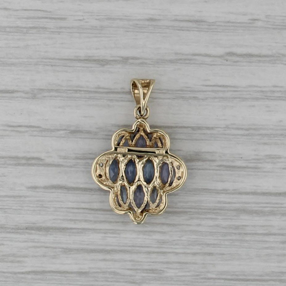 2.02ctw Tanzanite Diamond Cluster Pendant 14k Yellow Gold