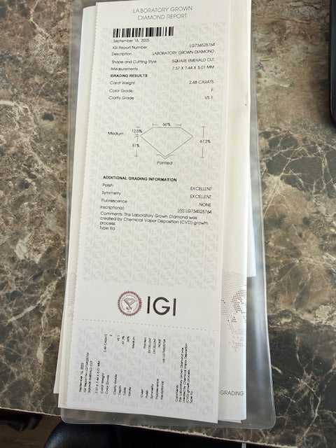 4.13ctw F VS1 IGI Lab Grown Diamond Halo Engagement Ring 14k White Gold