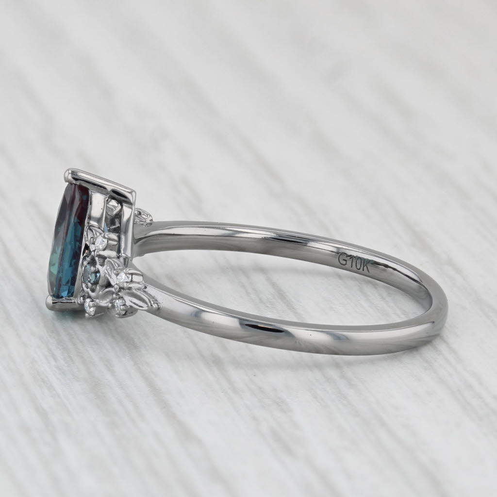 Light Gray 1.28ctw Teal Lab Created Alexandrite Cubic Zirconia Ring 10k White Gold Sz 7.75