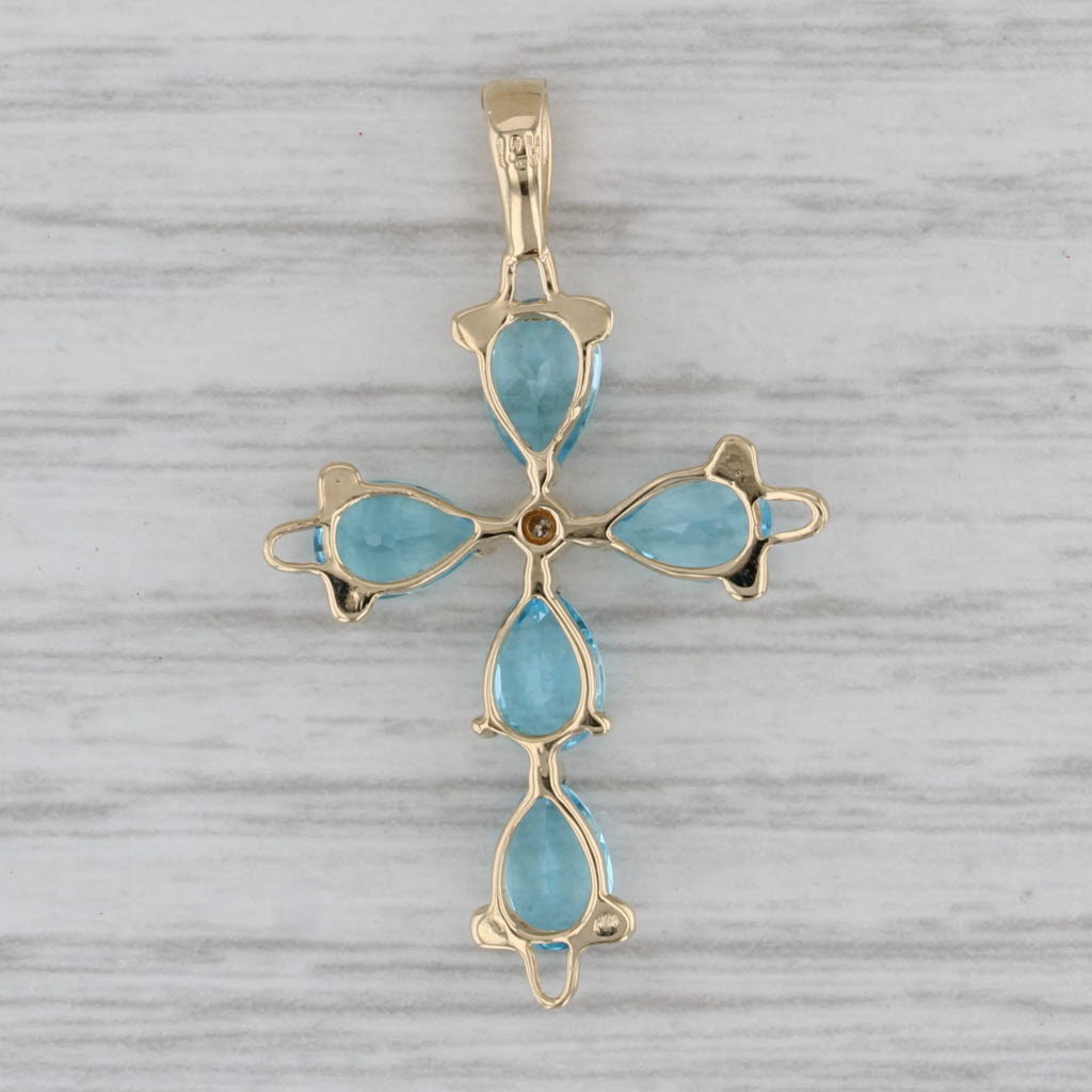 Gray 2.20ctw Blue Topaz Cross Pendant 14k Yellow Gold